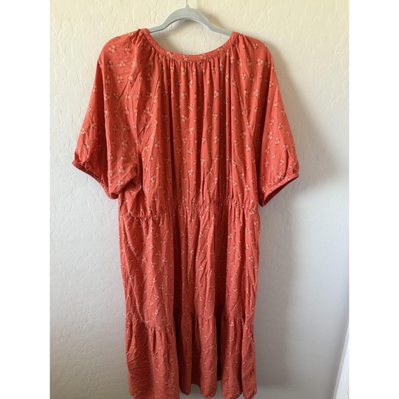 beachlunchlounge Dress Womens‎ XXL Orange Floral Midi Boho Chic - Picture 2 of 4